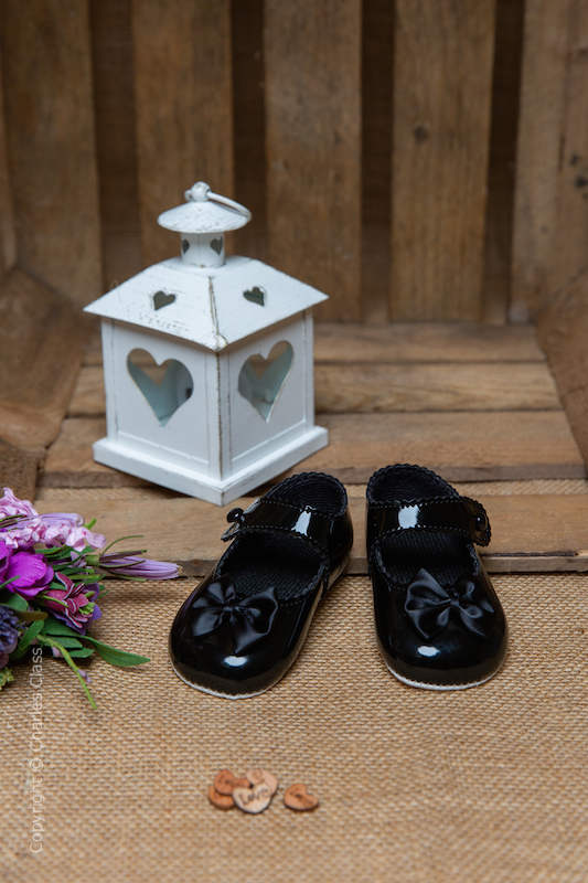 Baby Girls Black Bow Patent Shoes by Baypods