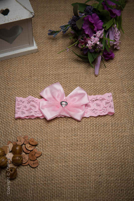 Baby Girls Pink Bow Lace Flower Girl Headband