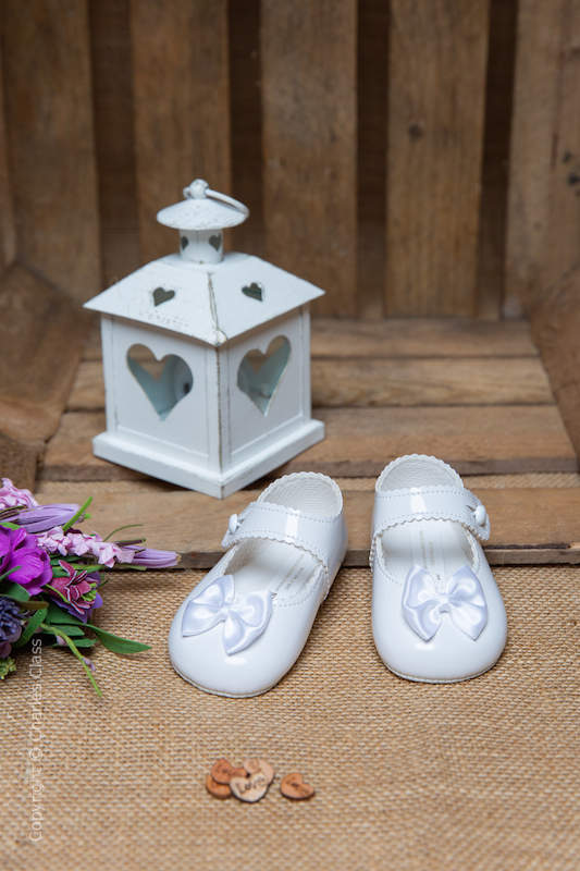 Baby Girls White Bow Patent Shoes by Baypods