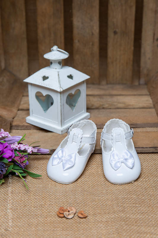 Baby Girls White Patent T Bar Shoes by Baypods