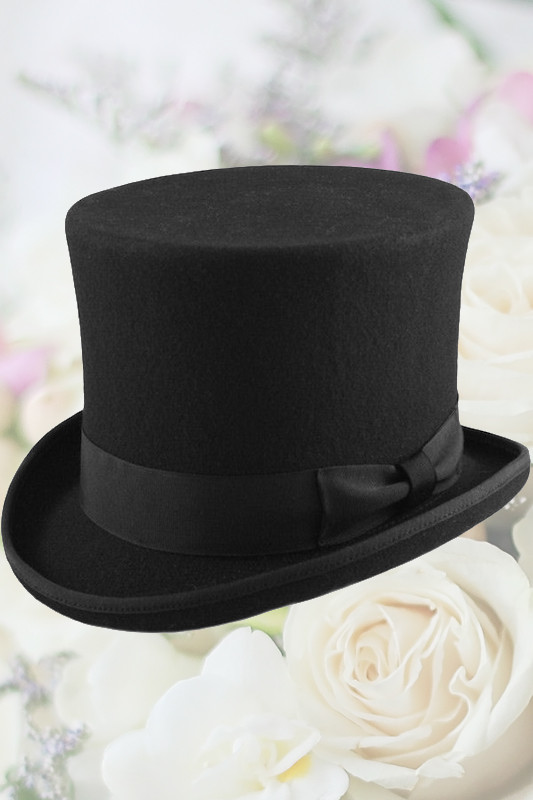 Boys Black Tall 100% Wool Top Hat