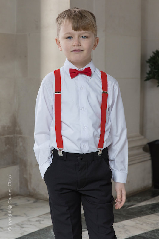 Boys Black Trouser Suit with Braces Boys Wedding Suit Page Boy