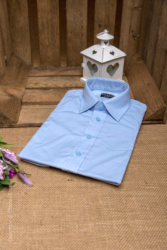 Boys Blue Italian Collar Long Sleeved Shirt