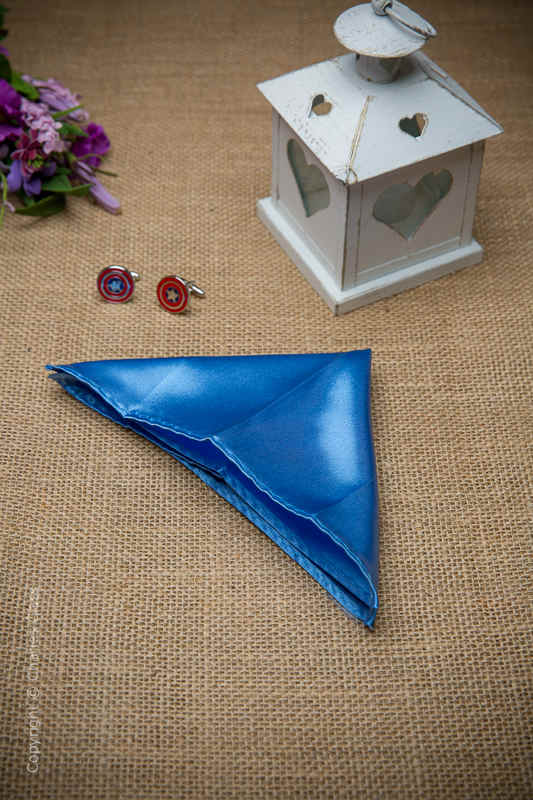 Boys Cornflower Blue Solid Satin Pocket Square