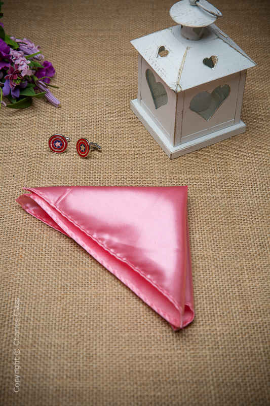 Boys Deep Pink Solid Satin Pocket Square