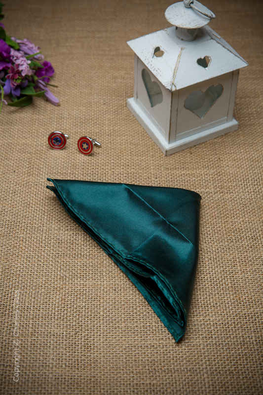 Boys Forest Green Solid Satin Pocket Square