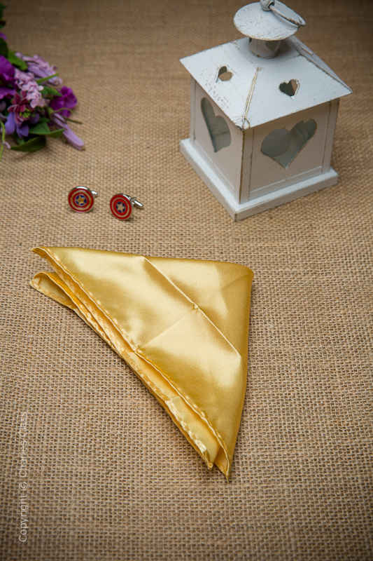 Boys Gold Solid Satin Pocket Square