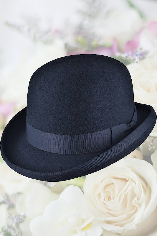 Boys Navy Formal 100% Wool Bowler Hat