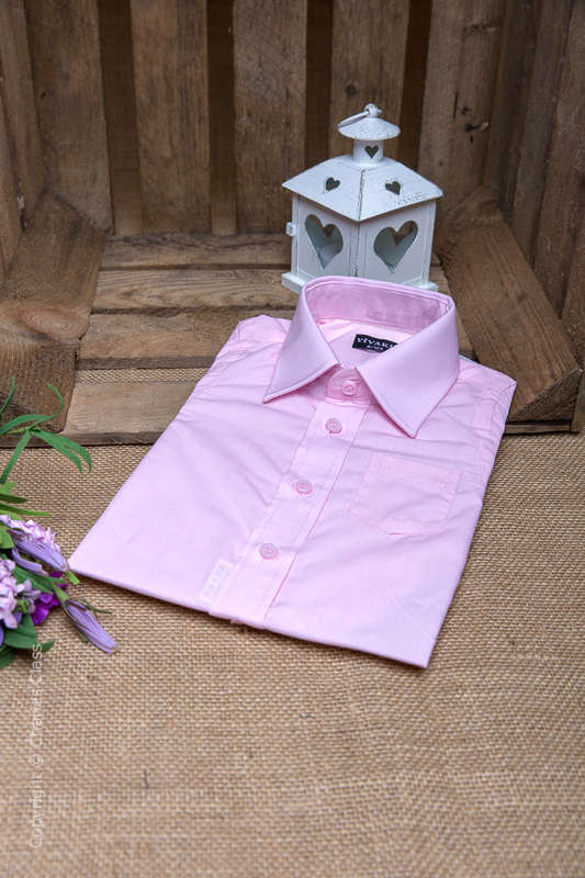Boys Pink Italian Collar Long Sleeved Shirt
