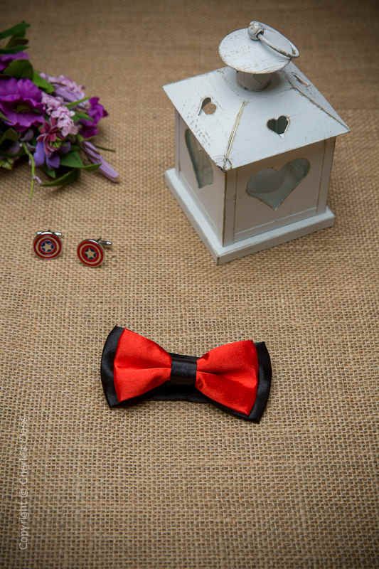 Boys Poppy Red Two Tone Adjustable Satin Dickie Bow