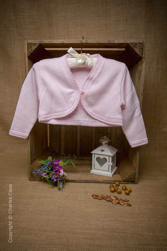 Girls Pink Cotton Long Sleeve Bolero