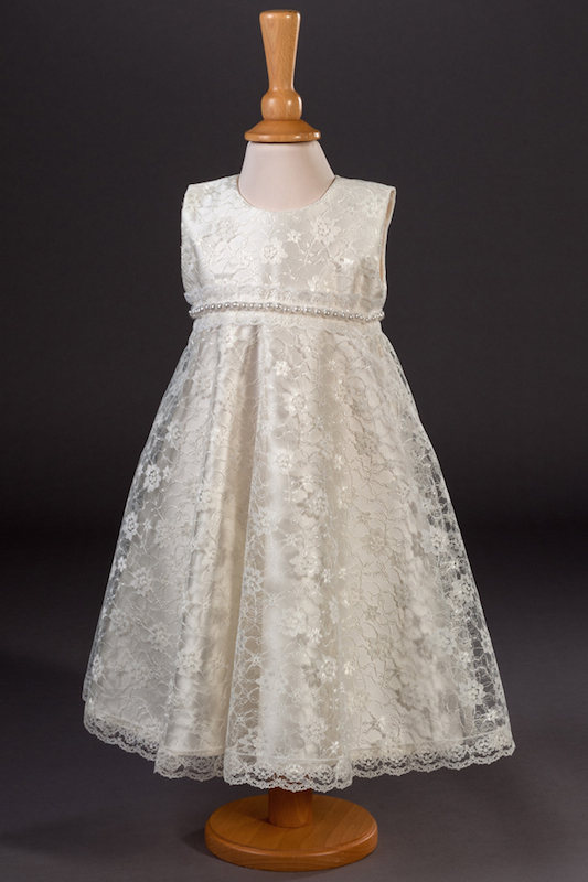 Millie Grace Pearl Trim Lace Flower Girl Dress - Maria
