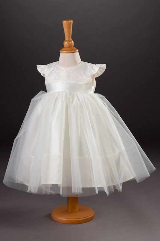 Millie Grace Brocade Frill Flower Girl Dress - Tulip