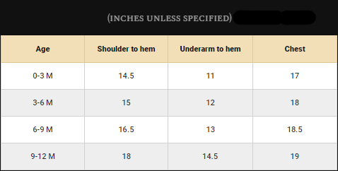 Baby Girls Dress Size Guide