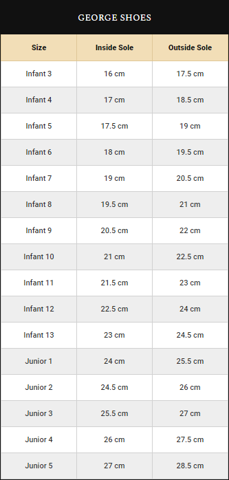 George Shoes Size Chart